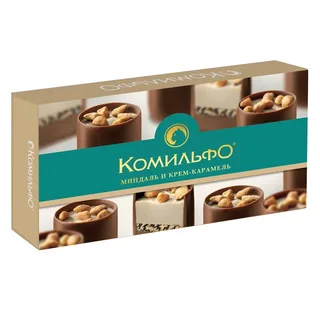 Конфеты КОМИЛЬФО  с двухслойной начинкой  миндаль и крем-карамель 116г