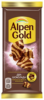 Шоколад ALPEN GOLD из темного и белого шоколада 80/85г