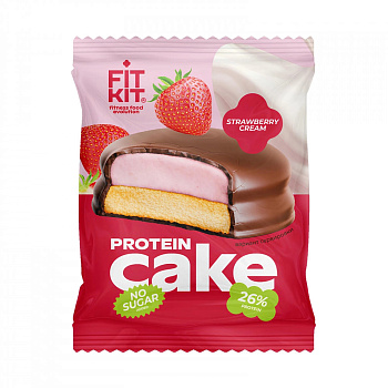Печенье FIT KIT протеиновое в глазури с суфле Клубника со сливками 50г