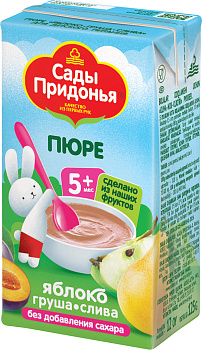 Пюре САДЫ ПРИДОНЬЯ яблоко/груша/слива с 5мес 125г т/п