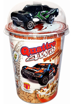 Сухой завтрак STARSKIDS Quattro 4WD Подушечки хрустящие с шоколадной начинкой с игрушкой 70г