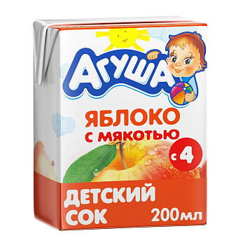 Сок АГУША яблоко с мякотью с 4мес 0,2л т/п