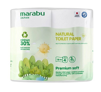 Бумага туалетная MARABU 3х слойная 18 м 4 рулона