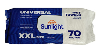 Влажные полотенца SUNLIGHT 70шт XXL Universal с клапаном  