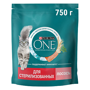 Корм ONE Indoor д/стерилизованных кошек лосось 750г