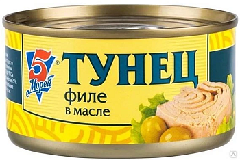 Тунец 5 МОРЕЙ измельченный в масле 185г