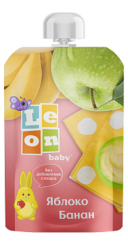 Пюре Leon baby Яблоко, Банан с 6мес 90г д/п