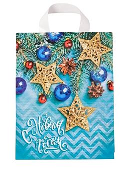 Пакет "Новогодняя лазурь" п/этиленовый с петлевой ручкой 28*35см 55мкм 4455030