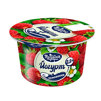 Йогурт ФП Земляника 2,5% 180г стакан Продукт без ЗМЖ