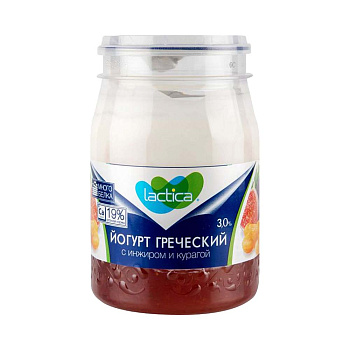 Йогурт греческий LACTICA двухслойный инжир-курага 3% 190г без ЗМЖ