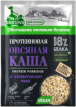 Каша б/п BIONOVA Овсяная с протеином Семена Чиа 40г