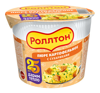Пюре картофельное б/п РОЛЛТОН сухарики 40г стакан