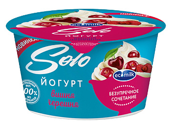 Йогурт Экомилк Solo 4.2% вишня/черешня 130гр