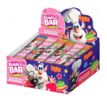 Жевательная резинка ГОТОВИМ С БУБОЙ BUBBLE BAR с начинкой в форме сосиски 24/30 15г