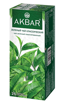 Чай AKBAR зеленый Китайский пакет с/я (25пак*2г) 50г