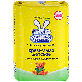 Мыло-крем УШАСТЫЙ НЯНЬ Алоэ и подорожник 90г