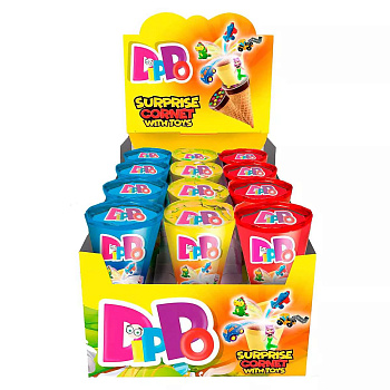 Вафли DIPPO CORNET рожок с шоколадной начинкой и цветным драже 25г