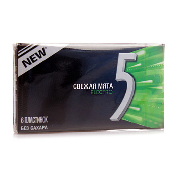 Жевательная резинка WRIGLEY 5 Electro Свежая мята 6пластинок