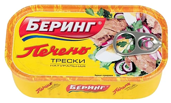 Печень трески БЕРИНГ натуральная с/к 120г ж/б (Э)