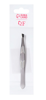 Пинцет №1 скошенный узкий 9см серебр пакет QF  4103678