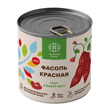 Фасоль красная ЗЕЛЁНЫЙ БАЗАР натуральная ГОСТ ж/б 425мл