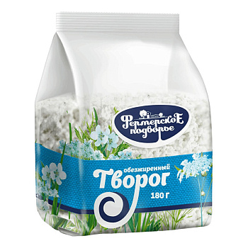 Творог Фермерское подворье обезжиренный 180г Продукт без ЗМЖ 