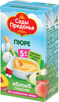 Пюре САДЫ ПРИДОНЬЯ яблоко/персик с 5мес 125г т/п