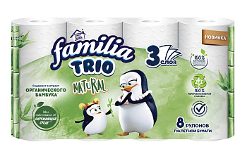 Бумага туалетная FAMILIA Трио Нейчерал 3сл 8шт   