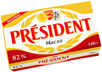 Масло сливочное PRESIDENT 82% 180г