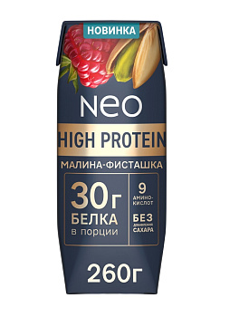 Коктейль протеиновый NEO  малина/фисташка обезжир 260г мл без ЗМЖ  