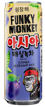 Напиток газированный Funky Monkey Craazy Asia вкус слива-зеленый чай 0,330л ж/б