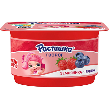 Творог Растишка Земляника черника 3,5% 110г без ЗМЖ