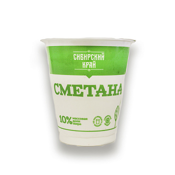 Сметана Сибирский край 10% 300гр стакан