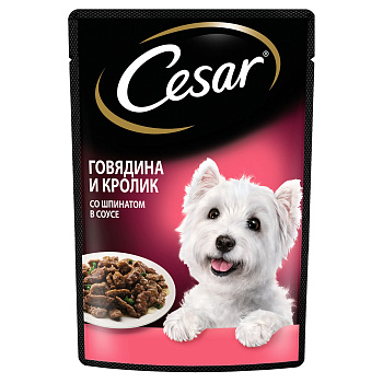 Корм Cesar д/собак говядина/кролик/шпинат 85г