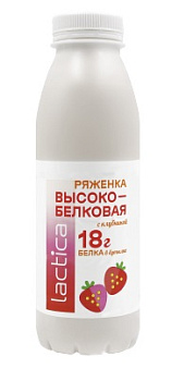 Ряженка LACTICA Высокобелковая с клубникой 400г