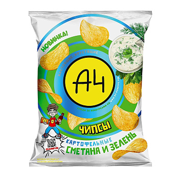 Чипсы А4 картофельные со вкусом сметана и зелень 50г