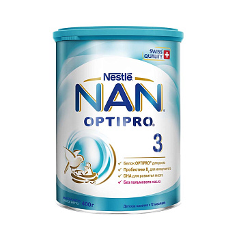 Смесь молочная NAN 3 сухая с 10 мес.400г ж/б