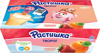 Творог  Растишка клубника/абрикос 6*45г Продукт без ЗМЖ