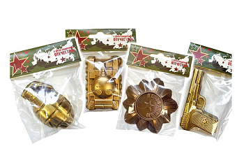 Фигурка Военный арсенал (граната, танк, орден, пистолет) с бр напылением 40г