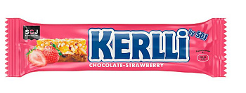 Батончик злаковый  KERLLI с клубникой в молочном шоколаде 50г