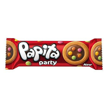 Печенье "PAPITA PARTY" с молоч. начинкой покрытое молоч. шок. и драже 63г