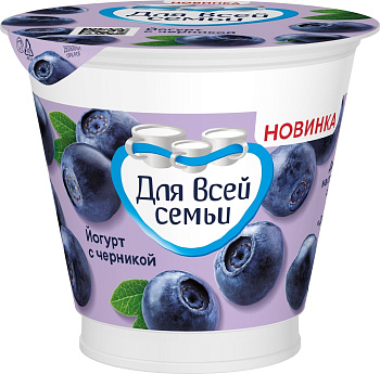 Йогурт ДЛЯ ВСЕЙ СЕМЬИ Черника  220г без ЗМЖ