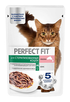 Корм PERFECT FIT д/стерил кошек лосось соус 75г