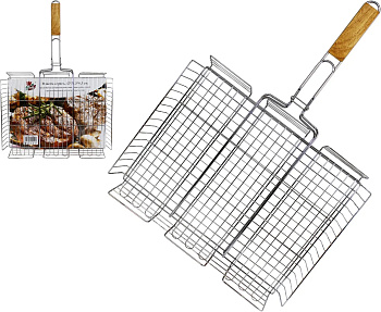 Решетка-гриль ATMIX глубокая 42х31,5х6.5см с ручкой 61см S-E40876