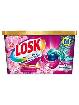 Средство д/стирки Losk Power Caps Ароматерапия Малазийский Цветок 12 шт 