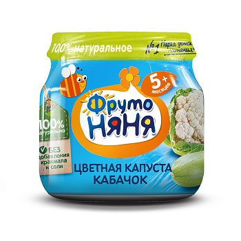 Пюре ФРУТОНЯНЯ из капусты брокколи, кабачков и цветной капусты с 5мес 80г с/б