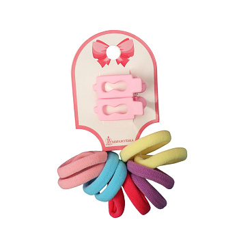 Набор д/волос "Карамель" (10 резинок 3см, 2 зажима 3см) бесконечность розовый 10309455