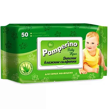 Салфетки влажные Salfeti Памперино детские 50шт с клапаном