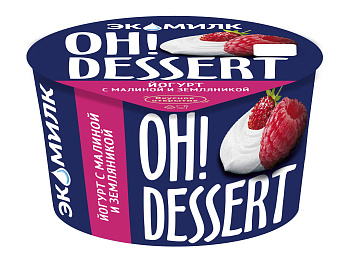 Йогурт Экомилк Oh!Dessert с малиной и земляникой 4,2% 130гр