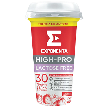 Напиток EXPONENTA HIGH-PRO со вкусом Клубника-земляника 250г БЕЗЛАКТОЗНАЯ